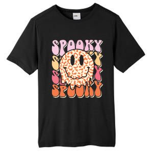 Groovy Halloween Spooky Leopard Smile Face Checkered Tall Fusion ChromaSoft Performance T-Shirt