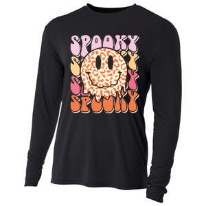 Groovy Halloween Spooky Leopard Smile Face Checkered Cooling Performance Long Sleeve Crew