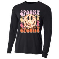 Groovy Halloween Spooky Leopard Smile Face Checkered Cooling Performance Long Sleeve Crew