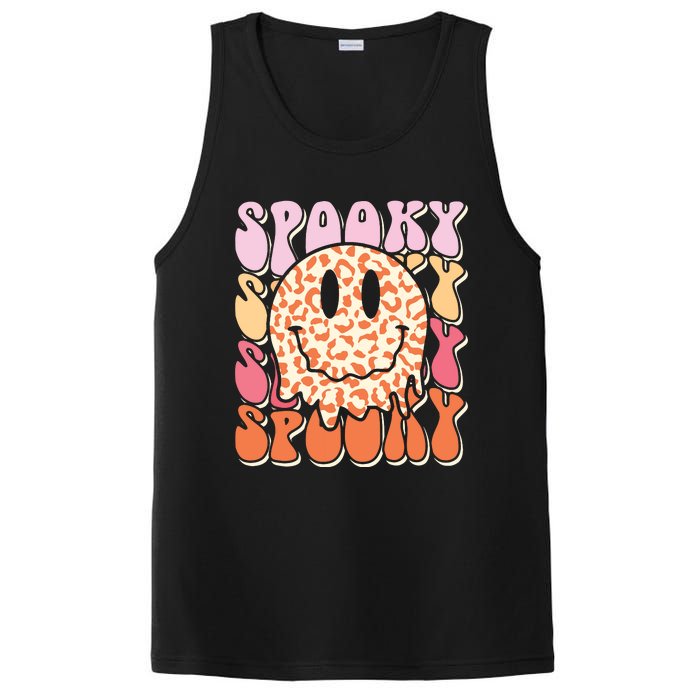 Groovy Halloween Spooky Leopard Smile Face Checkered PosiCharge Competitor Tank