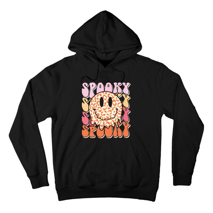 Groovy Halloween Spooky Leopard Smile Face Checkered Tall Hoodie