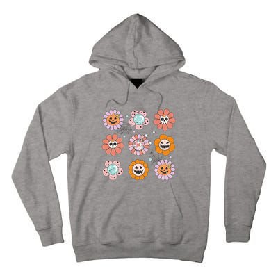 Groovy Halloween Smile Face Disco Retro Pumpkin Skull Hippie Tall Hoodie