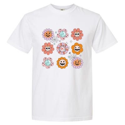 Groovy Halloween Smile Face Disco Retro Pumpkin Skull Hippie Garment-Dyed Heavyweight T-Shirt