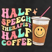 Groovy Half Speech Therapist Half Coffee SLP Speech Therapy 7 Panel Mesh Trucker Snapback Hat