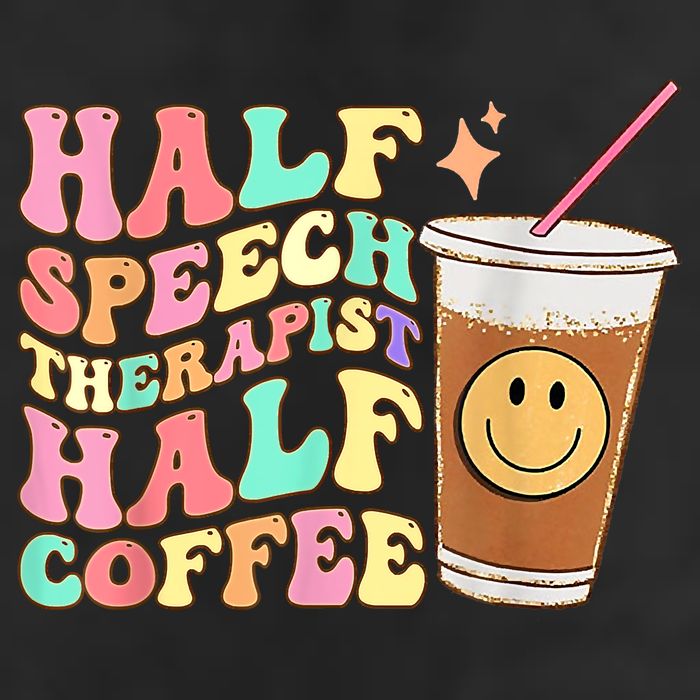 Groovy Half Speech Therapist Half Coffee SLP Speech Therapy 7 Panel Mesh Trucker Snapback Hat