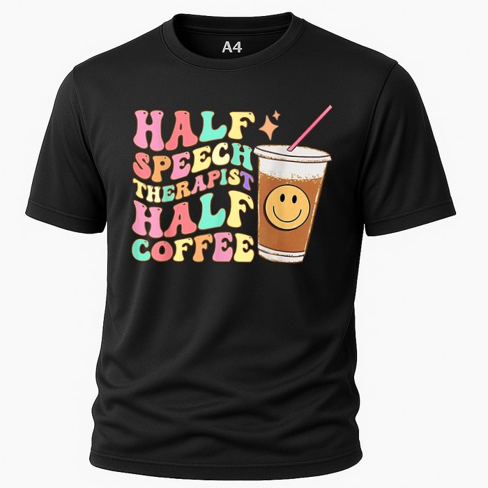 Groovy Half Speech Therapist Half Coffee SLP Speech Therapy Cooling Performance Crew T-Shirt