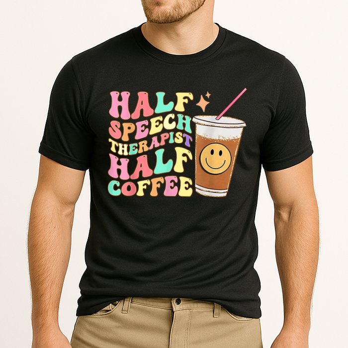 Groovy Half Speech Therapist Half Coffee SLP Speech Therapy Cooling Performance Crew T-Shirt
