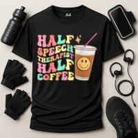 Groovy Half Speech Therapist Half Coffee SLP Speech Therapy Cooling Performance Crew T-Shirt