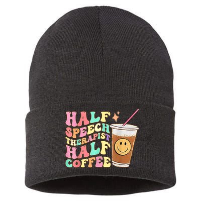 Groovy Half Speech Therapist Half Coffee SLP Speech Therapy Sustainable Knit Beanie