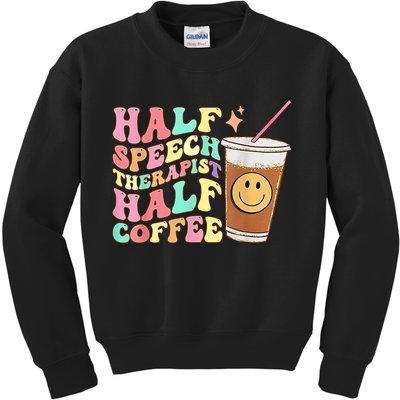 Groovy Half Speech Therapist Half Coffee SLP Speech Therapy Kids Sweatshirt