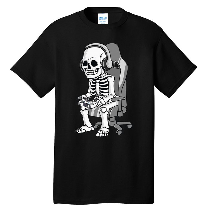 Gaming Halloween Skeleton Scary Gamer Tall T-Shirt