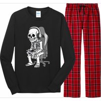 Gaming Halloween Skeleton Scary Gamer Long Sleeve Pajama Set