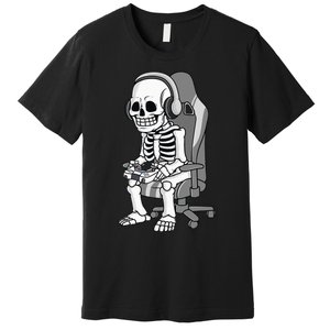 Gaming Halloween Skeleton Scary Gamer Premium T-Shirt