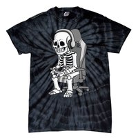 Gaming Halloween Skeleton Scary Gamer Tie-Dye T-Shirt