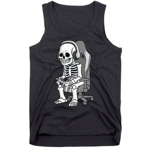 Gaming Halloween Skeleton Scary Gamer Tank Top