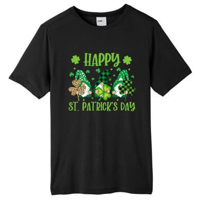 Gnomes Holding Shamrock Green Plaid Leopard St Patrick's Day Tall Fusion ChromaSoft Performance T-Shirt