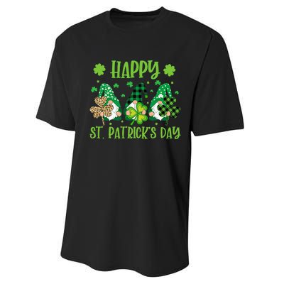 Gnomes Holding Shamrock Green Plaid Leopard St Patrick's Day Performance Sprint T-Shirt