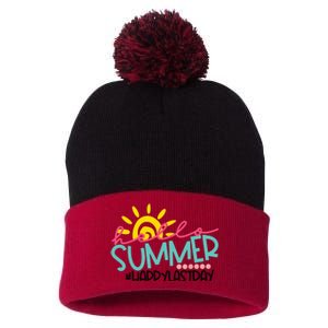 Graduation Hello Summer Happy Last Day Teacher Pom Pom 12in Knit Beanie