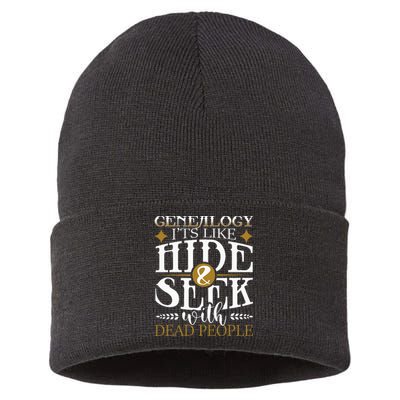 Genealogy Hide & Seek With Dead People Genealogist Ancestry Sustainable Knit Beanie