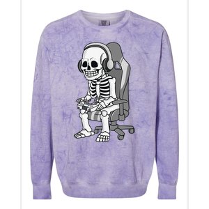 Gaming Halloween Skeleton Scary Gamer Colorblast Crewneck Sweatshirt