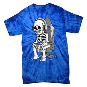 Gaming Halloween Skeleton Scary Gamer Tie-Dye T-Shirt