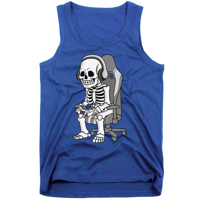 Gaming Halloween Skeleton Scary Gamer Tank Top