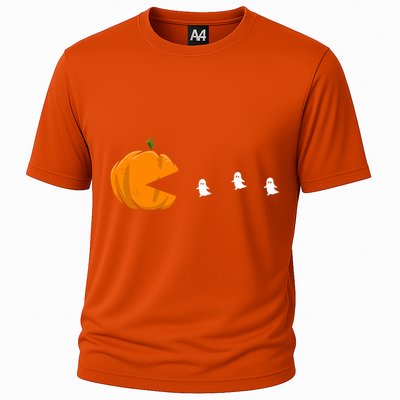 Gamer Halloween Scary Pumpkin Eating Ghost Gift Cooling Performance Crew T-Shirt