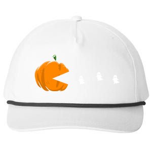 Gamer Halloween Scary Pumpkin Eating Ghost Gift Snapback Five-Panel Rope Hat