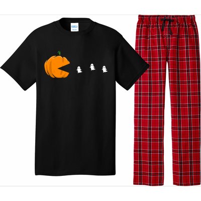 Gamer Halloween Scary Pumpkin Eating Ghost Gift Pajama Set