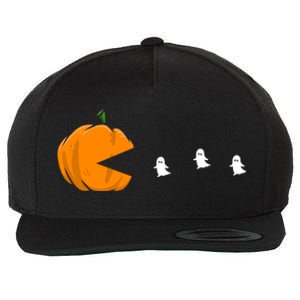 Gamer Halloween Scary Pumpkin Eating Ghost Gift Wool Snapback Cap