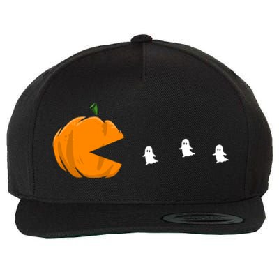 Gamer Halloween Scary Pumpkin Eating Ghost Gift Wool Snapback Cap