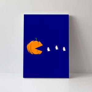 Gamer Halloween Scary Pumpkin Eating Ghost Gift Canvas