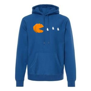 Gamer Halloween Scary Pumpkin Eating Ghost Gift Premium Hoodie