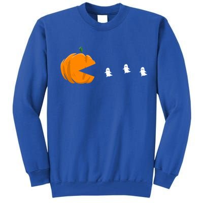 Gamer Halloween Scary Pumpkin Eating Ghost Gift Tall Sweatshirt