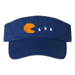 Gamer Halloween Scary Pumpkin Eating Ghost Gift Valucap Bio-Washed Visor