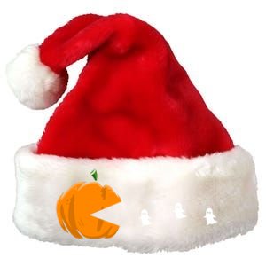 Gamer Halloween Scary Pumpkin Eating Ghost Gift Premium Christmas Santa Hat