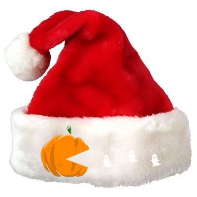 Gamer Halloween Scary Pumpkin Eating Ghost Gift Premium Christmas Santa Hat