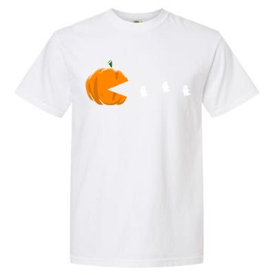 Gamer Halloween Scary Pumpkin Eating Ghost Gift Garment-Dyed Heavyweight T-Shirt