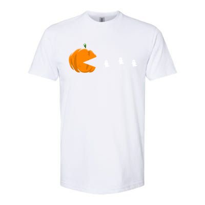 Gamer Halloween Scary Pumpkin Eating Ghost Gift Softstyle CVC T-Shirt