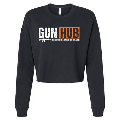 Gun Hub Shooting Loads Of Brass Cropped Pullover Crew