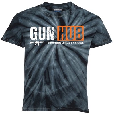 Gun Hub Shooting Loads Of Brass Kids Tie-Dye T-Shirt