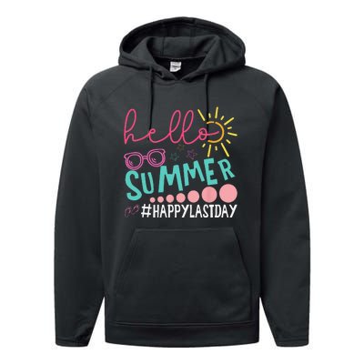 Graduation Hello Summer Happy Last Day Funny Hello Pool Performance Fleece Hoodie