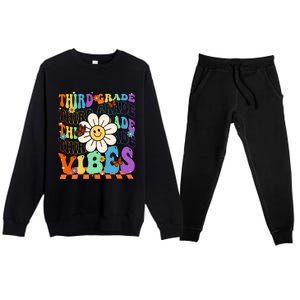 Groovy Hippie Smile Third Grade Vibes Back To School Gift Premium Crewneck Sweatsuit Set