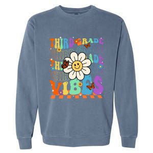 Groovy Hippie Smile Third Grade Vibes Back To School Gift Garment-Dyed Sweatshirt