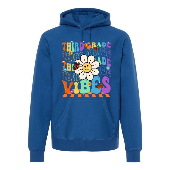 Groovy Hippie Smile Third Grade Vibes Back To School Gift Premium Hoodie