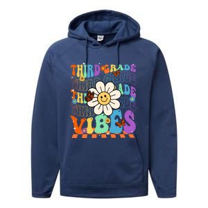 Groovy Hippie Smile Third Grade Vibes Back To School Gift Performance Fleece Hoodie