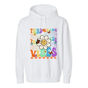 Groovy Hippie Smile Third Grade Vibes Back To School Gift Garment-Dyed Fleece Hoodie