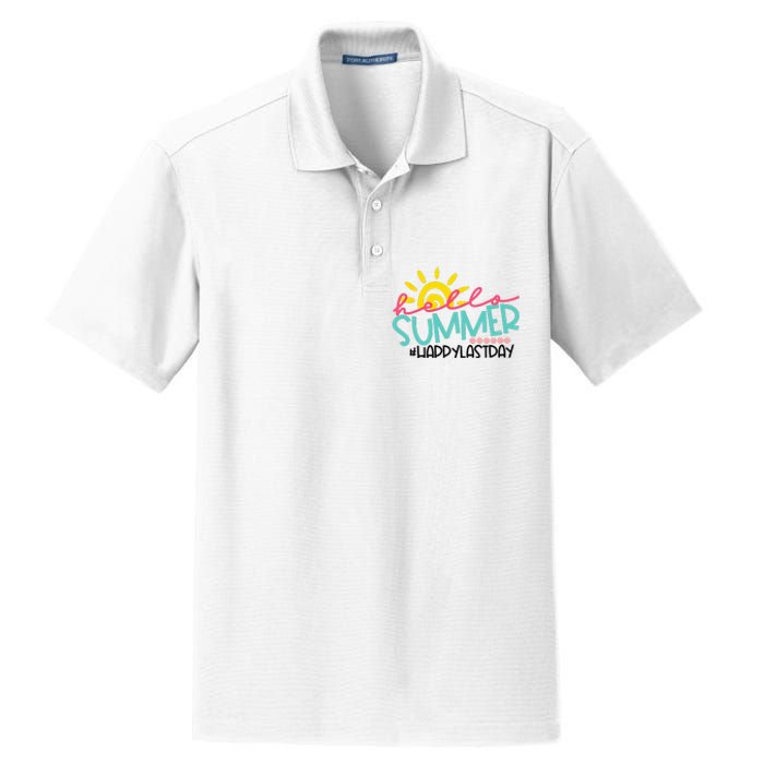 Graduation Hello Summer Happy Last Day Teacher Dry Zone Grid Polo