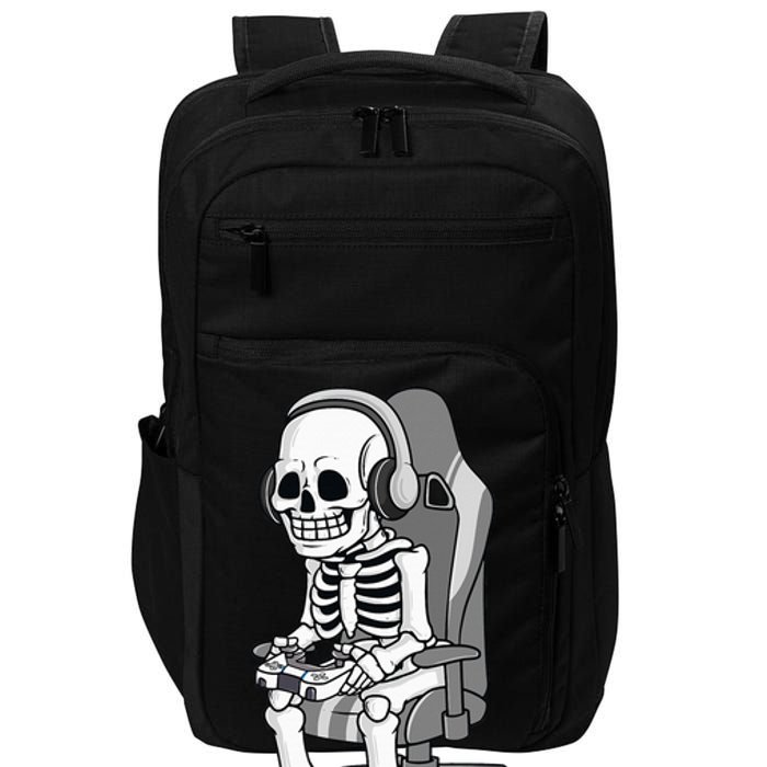 Gaming Halloween Skeleton Scary Gamer Impact Tech Backpack