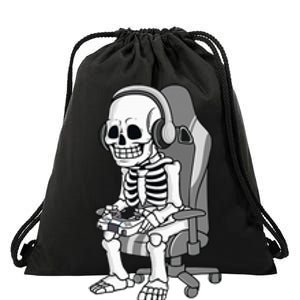 Gaming Halloween Skeleton Scary Gamer Drawstring Bag